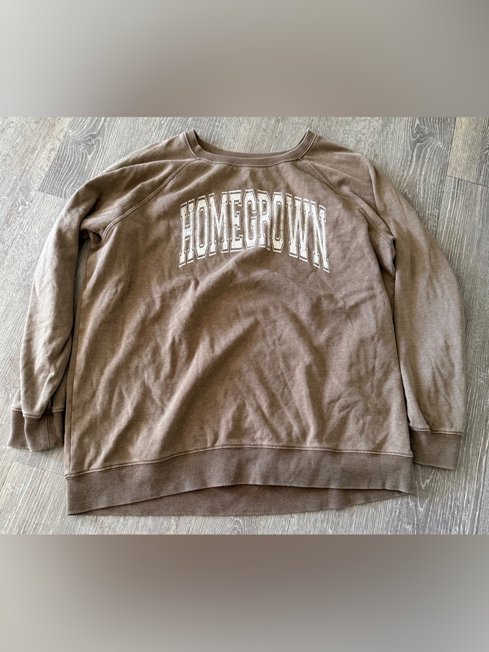 Thread & Supply Homegrown Brown Graphic Crewneck Sweatshirt Size L Large